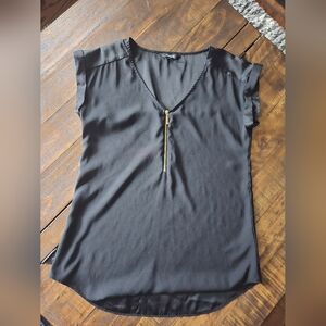 Express Black Blouse Gold Zipper Size Small